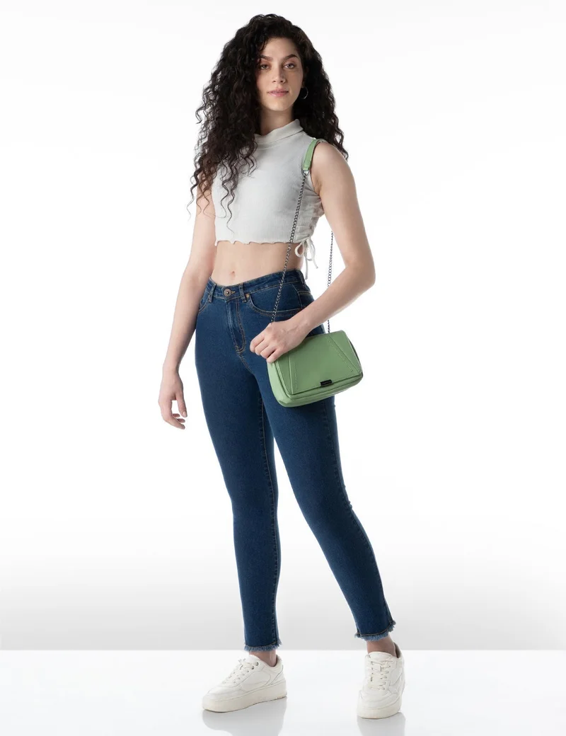 inkd جينز نسائي ضيق - متوسط الارتفاع| قابل للتمدد | غسل الإنزيم | تصميم كلاسيك 5 بوكيتيب | جينز للنساء